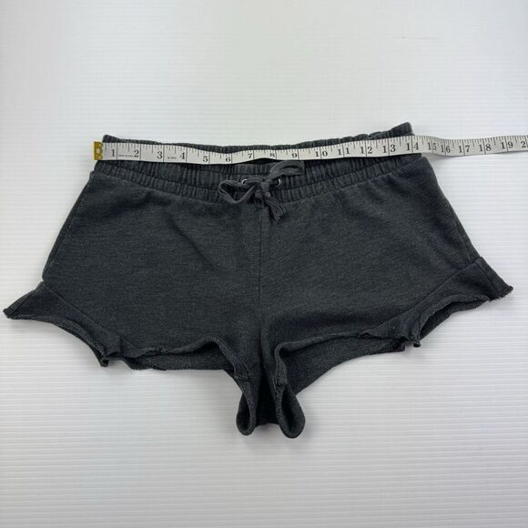 Aerie Dark Gray Lounge Sweat Shorts Size Small Elastic Waist Ruffle Trim - Picture 5 of 6